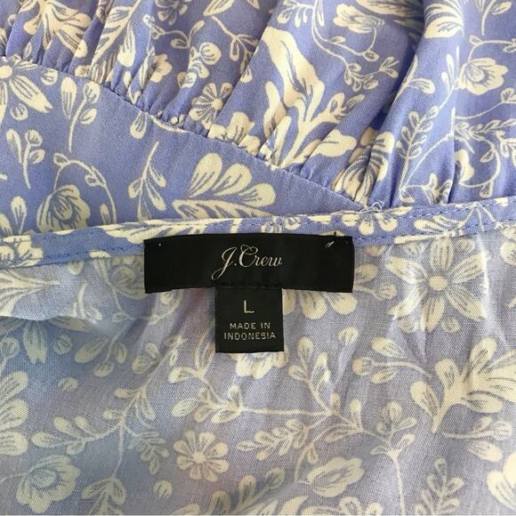 J Crew Blue & White Floral Midi Dress Ruffle Cottagecore  Summer Dress - Picture 5 of 7